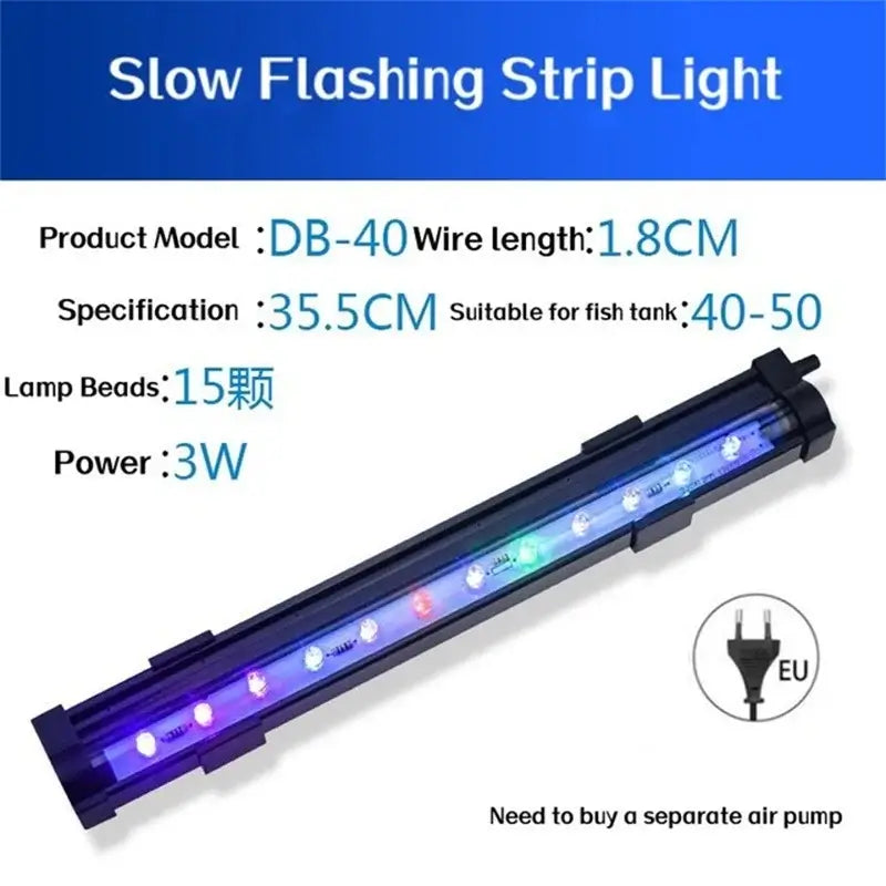 Aquarium Fish Tank LED Colorful Light EU/US Plug Submersible Waterproof Bar Strip Lamp Submersible Lightings Tank Decoration