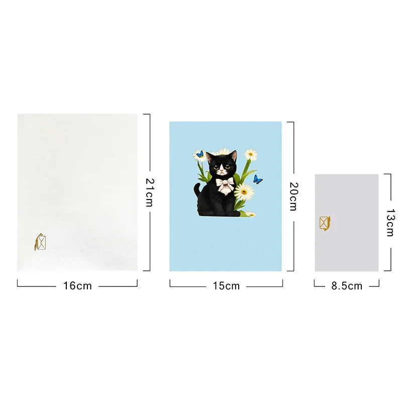 3D Animals Pop up Party Greeting Postcards Gifts Card Cat Dog Gift for Kids Birthday