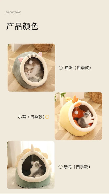 Deep Sleep Cat Bed Cartoon Pet Foldable Removable Washable Pet Sleeping Bed for Small Dog Mat Bag Cave Cats Bed