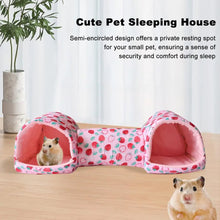 小動物隧道床毛絨倉鼠窩床豚鼠舒適藏身處溫暖兔子玩具適用於小貓雪貂兔子刺猬