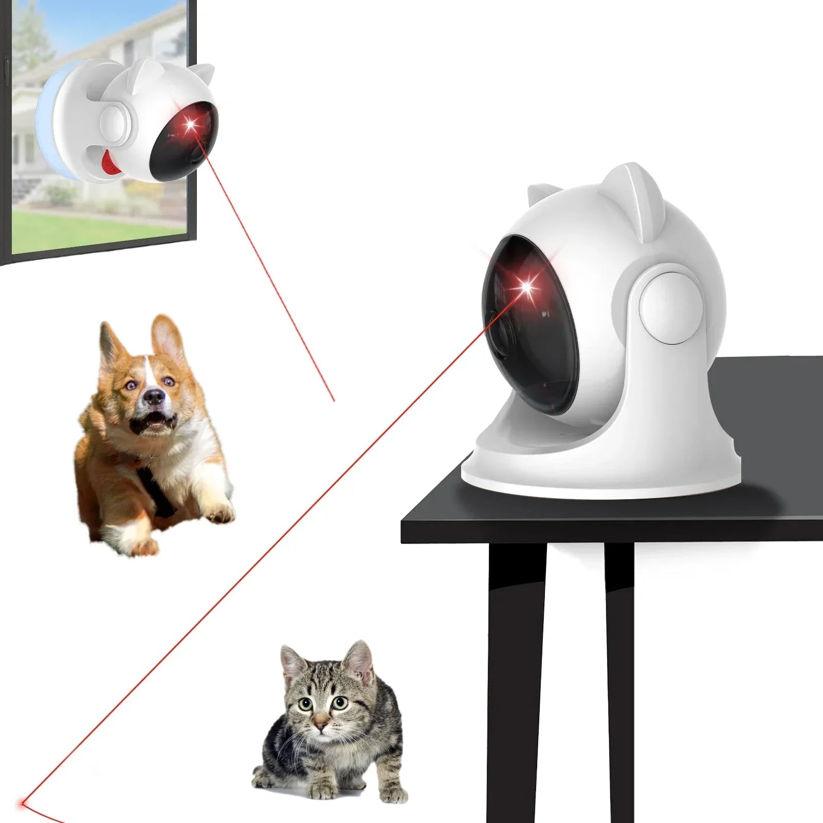 猫用レーザーおもちゃ 自動充電式モーション ランダム起動インタラクティブ猫おもちゃ 室内猫/犬/子猫用 スロー&amp;ファストモード