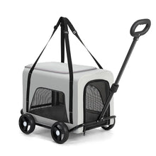 360 ° Rotating Rod Lightweight Folding Small And Medium Pet Stroller Outdoor 3-sided Breathable Window Cat Dog Backpack