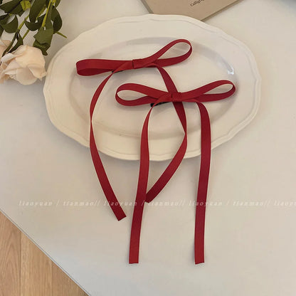 Vintage Large Velvet Bow Hair Clip Trend Long Ribbon Hairpins Barrettes Headband For Women Girl Hair Accessories Wedding Jewelry