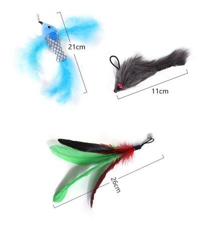 貓玩具模擬鳥互動吸盤羽毛鳥帶鈴鐺貓棒玩具幼貓玩逗貓棒玩具貓用品