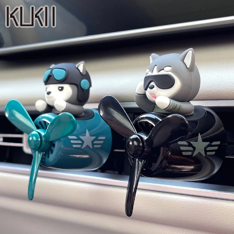 Pilot husky dog car air fresheners propeller plane vent clip perfume diffuser aroma fun cartoon decoration accessories fragrance