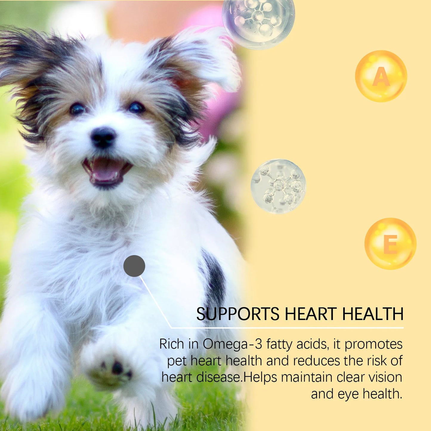 Canine Multivitamin Fish Oil Tablets for Dogs Coat Care Formula with Omega-3, Reduce Shedding & Nourish Skin Health Supplement