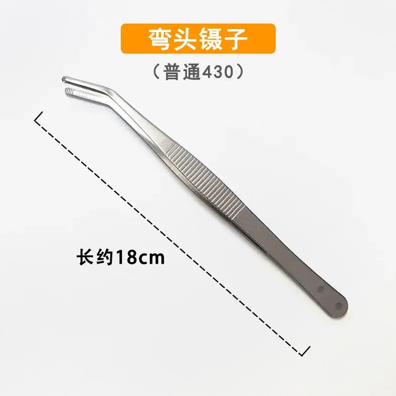 Stainless Multifuctional Steel Elbow Tweezers Aquarium Clip Long Tongs Medical Tweezers Forceps Pet Feeding Tools Non-slip