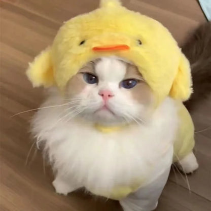 面白いペットヘッドバンド ぬいぐるみ 毛糸 猫 犬 キャップ パンダ 豚 ペット 暖かい ペット帽子 ひよこ コスプレ用品 ヘッドドレス コスチューム