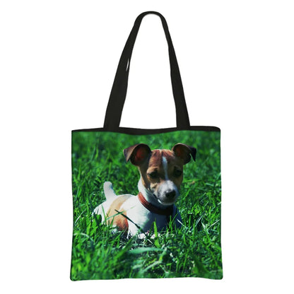 Jack Russell Terrier Women Tote Bag Labrador Print Pets Dog Student Casual Daily Use Single Handbags Portable Shoulder Bag Gift