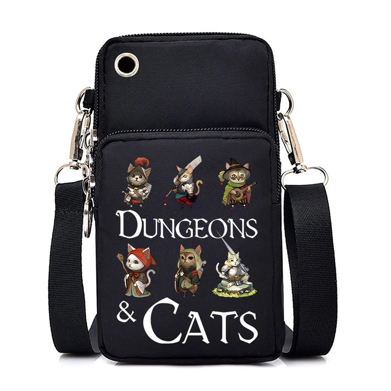 2024 Zipper Small Crossbody Bags Cartoon Anime Cat Women's Shoulder Purses and Handbags Girls Fashion Animal Mobile Phone Bag