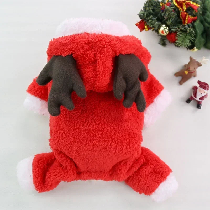 Dog Christmas Clothes Winter Warm Pet Clothes for Small Medium Dogs Elk Santa Claus Dog Cats Coat Hoodies Christmas Dogs Costume