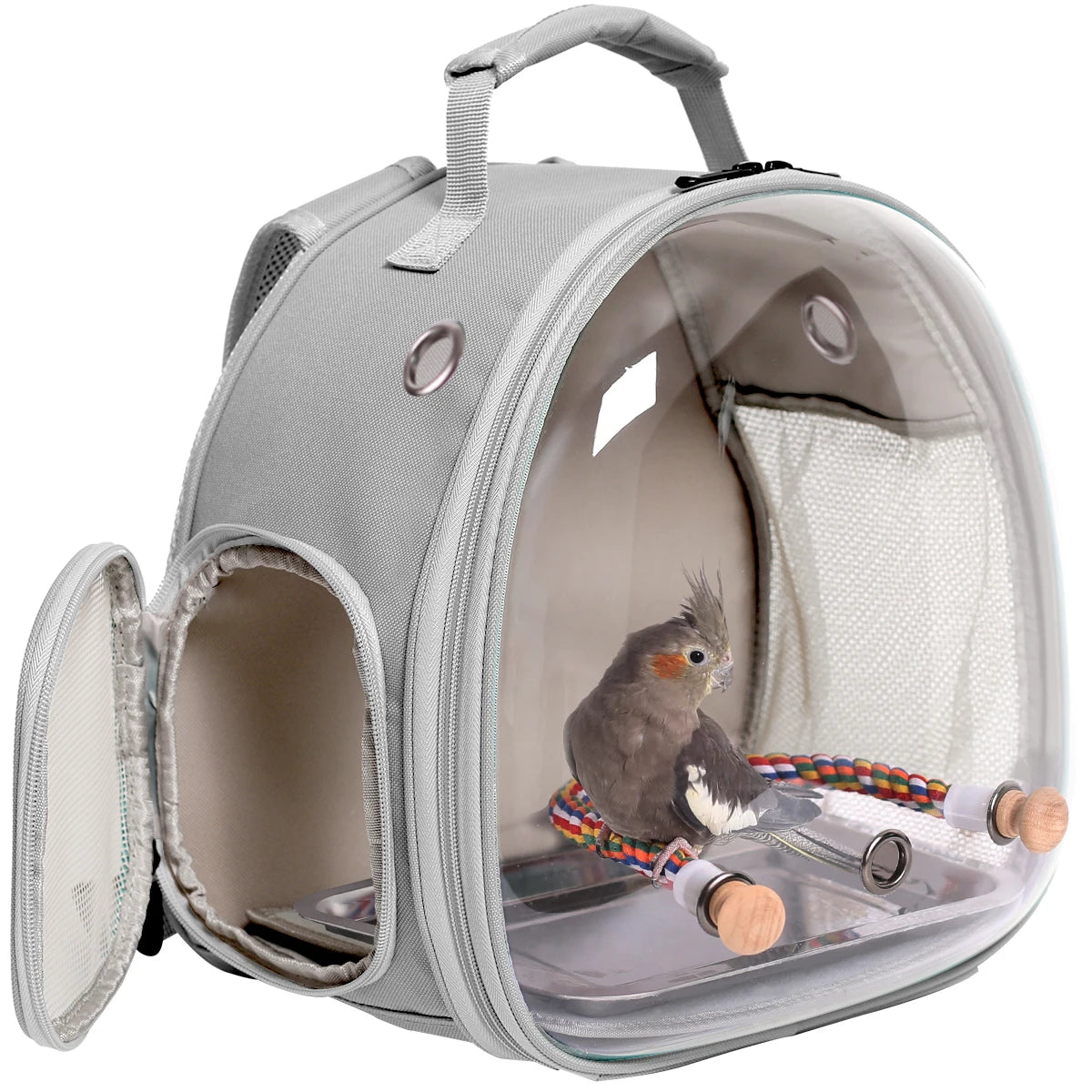 Portable Bird Travel Carrier Backpack with Rope Perch for Parrot Birds Cage Transparent Double Shoulder Gruinea Pig Backpack