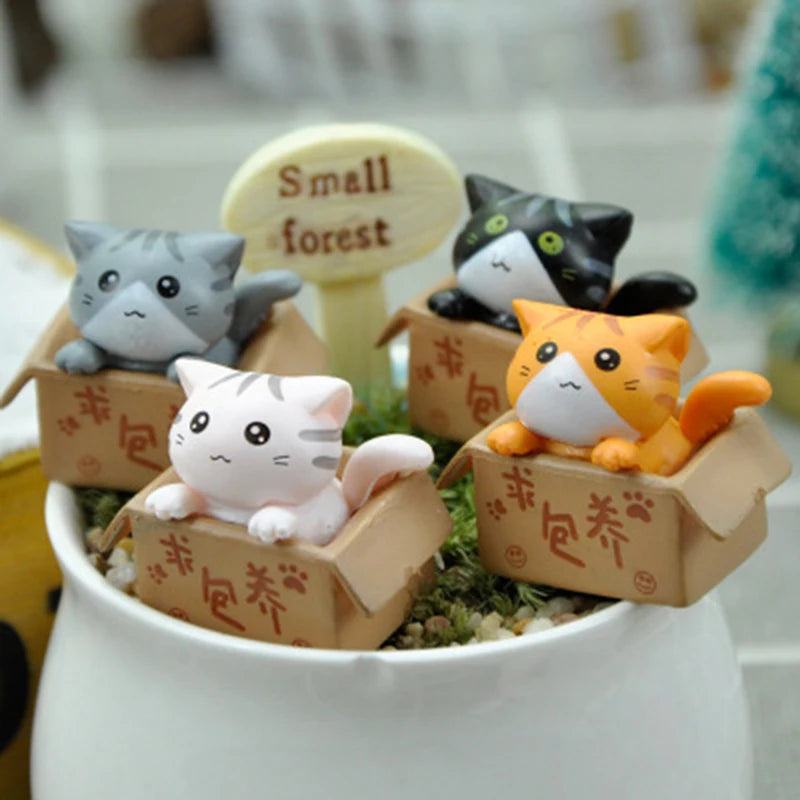 Kawaii Mini Cat Ornament Garden kitten statue Gift For Kids Children Baby Room Decoration Toy