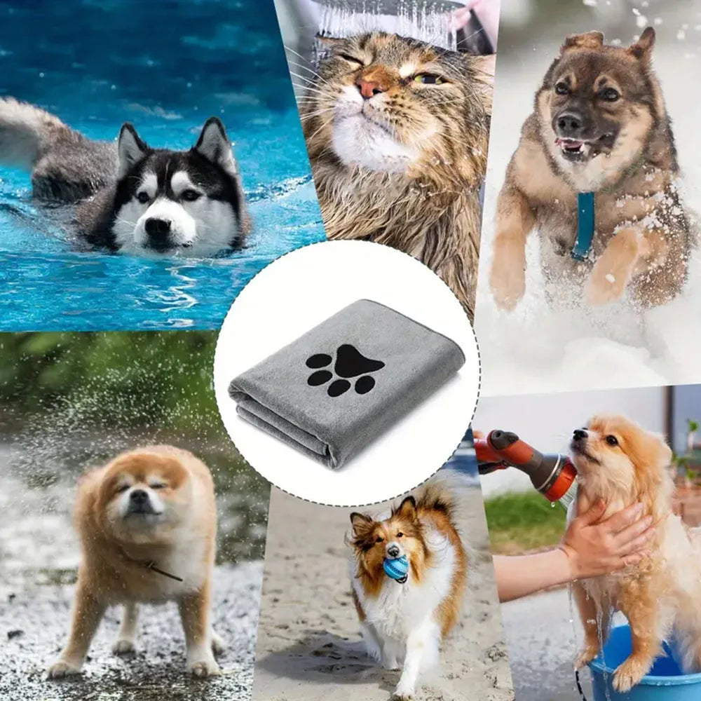 Microfiber Bath Tow Embroidered Super Soft Absorbent Quick Thick Dog Cat Blanet For Dogs Batoe Grooming Splies