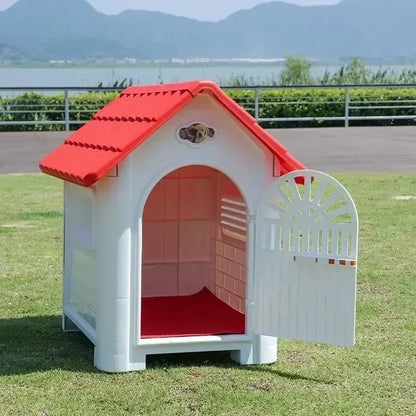 Outdoor Plastic Dog Kennel – Rainproof, Ventilated, Detachable
