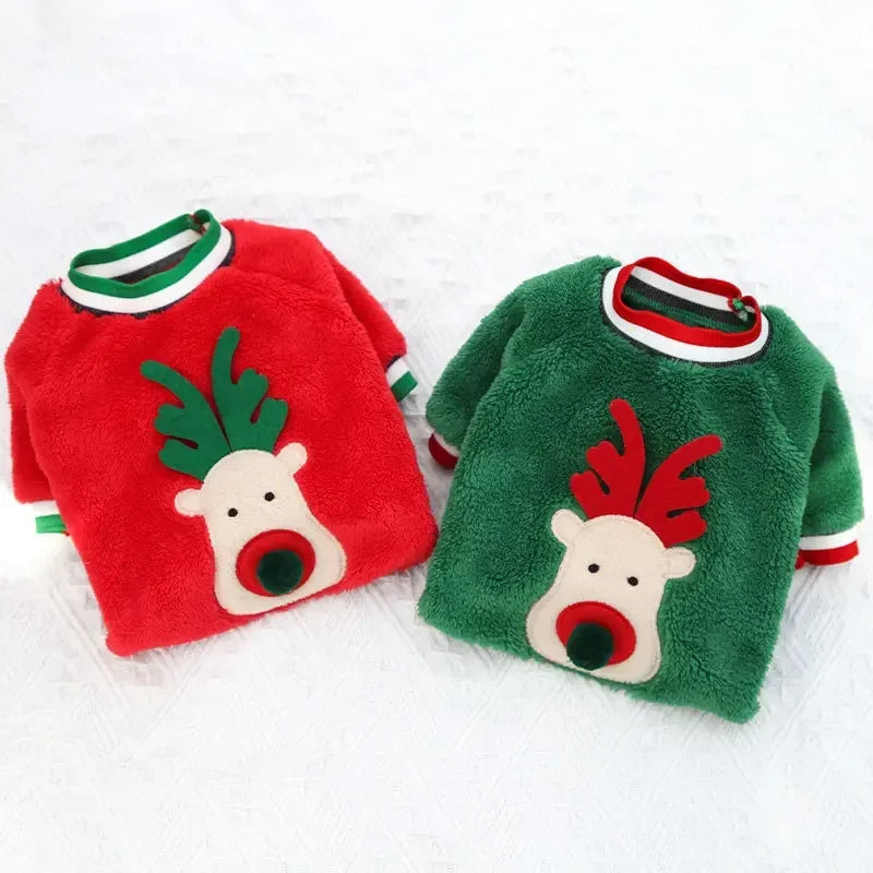 Dog Christmas Clothes Winter Warm Pet Clothes for Small Medium Dogs Elk Santa Claus Dog Cats Coat Hoodies Christmas Dogs Costume