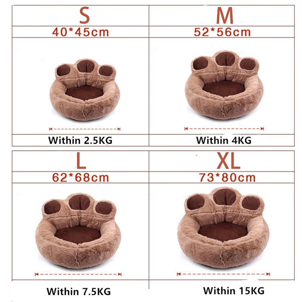 Winter Warm Kennel Pet Bear Paw Shape Nest Teddy Kennel Removable and Washable Pet Bed for Cats Dogs Pet Supplies Accessories