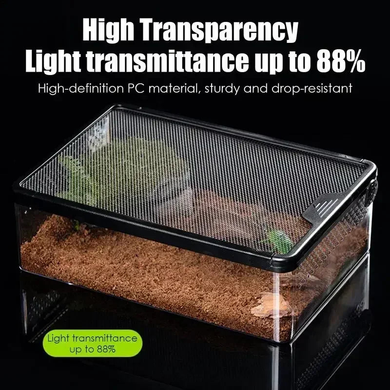 Reptile Feeding Boxs  Transparent Amphibian Insect Reptile Breeding Box Ventilated Hatching Container Reptile Terrarium Tanks