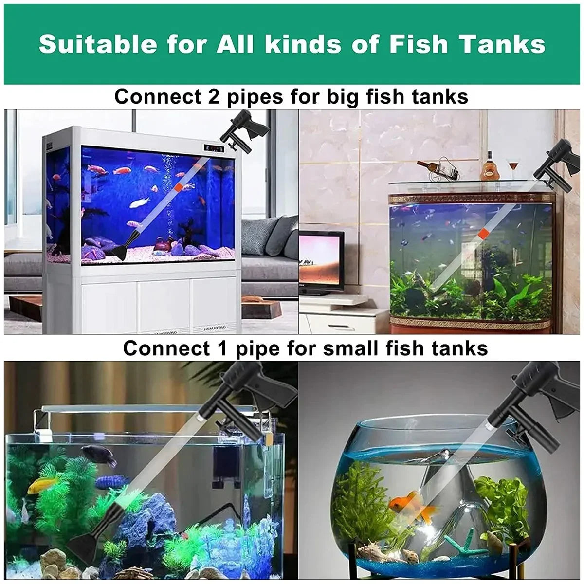 Manual Water Changer Fish Tank Cleaning Tool Aquarium Sand Gravel Cleaner Siphon Principle fish tank accessories