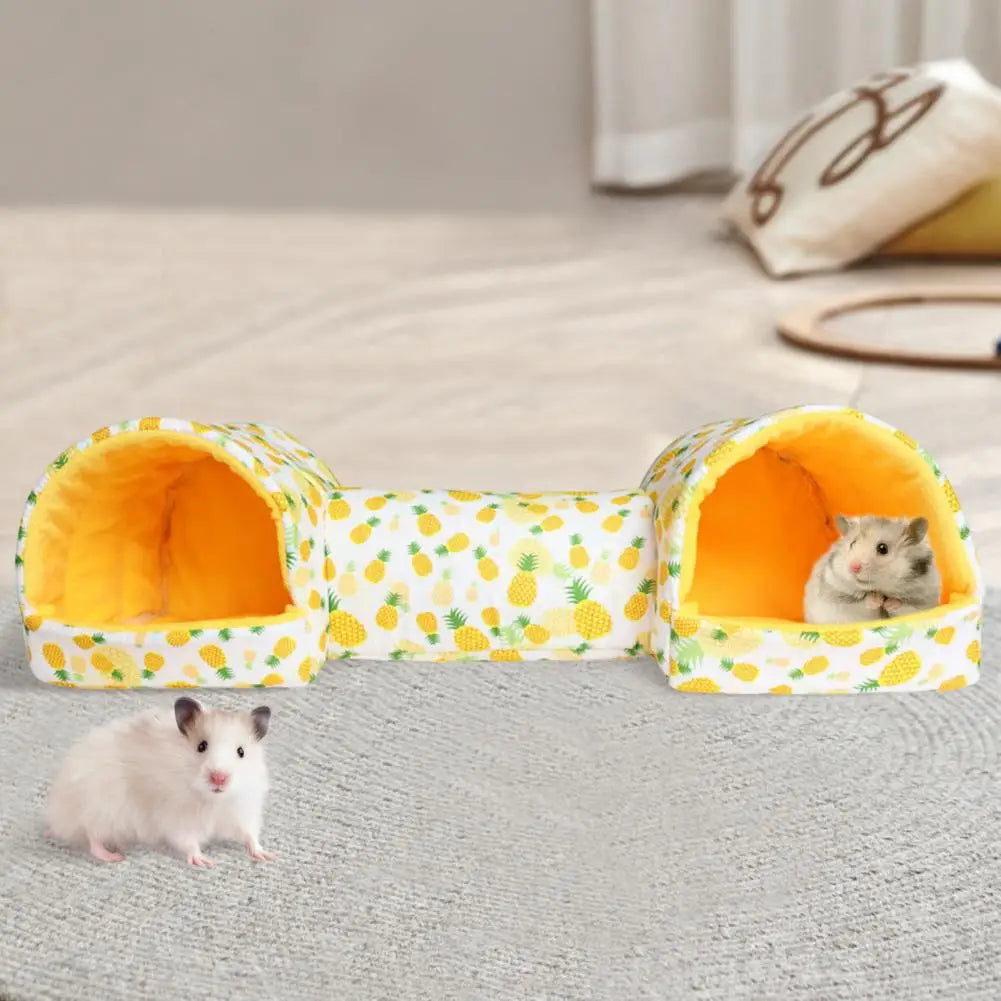 Small Animal Tunnel Bed Plush Hamster Nest Bed Guinea Pig Cozy Hideout Warm Bunny Toys for Kittens Ferrets Rabbits Hedgehogs