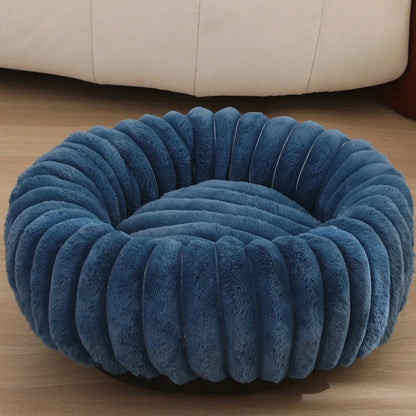 Round Plush Dog Bed for Medium Pets, Winter Soft Nest