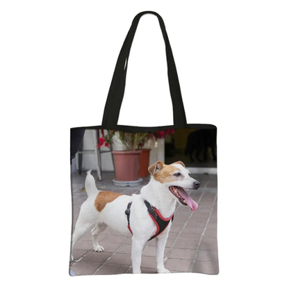 Jack Russell Terrier Women Tote Bag Labrador Print Pets Dog Student Casual Daily Use Single Handbags Portable Shoulder Bag Gift