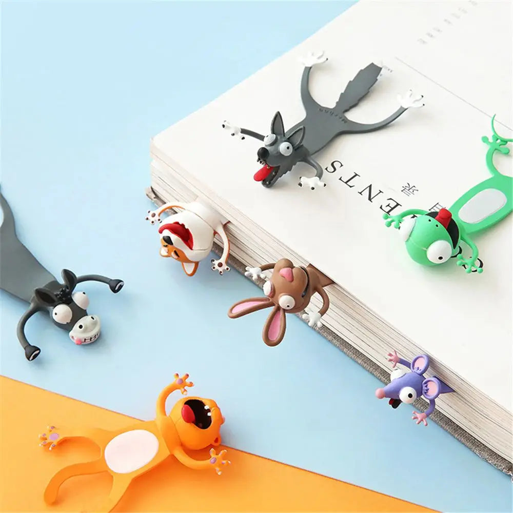 Creative Stationery Bookmarks 3D Stereo Cartoon Marker Animal Bookmarks Ocean Series Seal Octopus Cat Panda And Shiba Inu