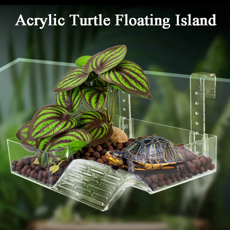 Turtle Basking Platform Turtle Dock Ladder Climbing Fish Tank Habitat Float Island for Reptile Terrarium Aquarium Accessories