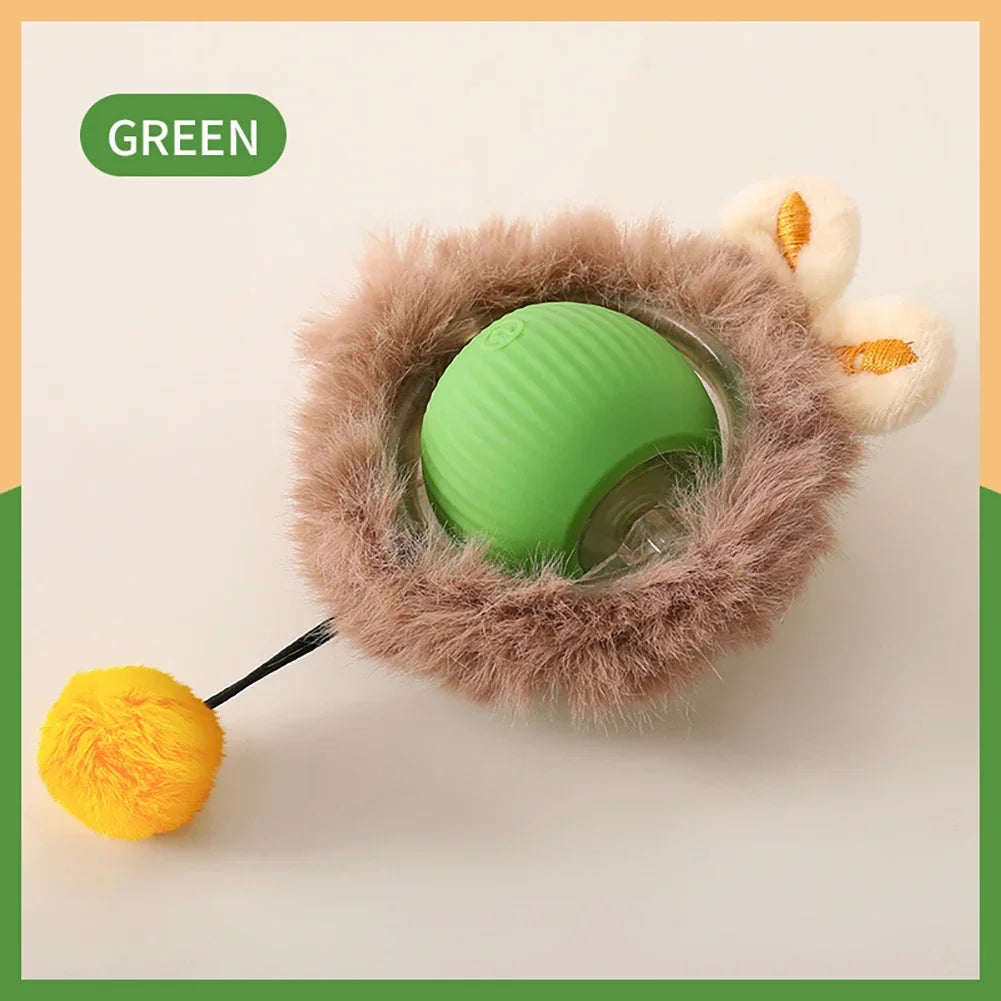 Cat Interactive Ball Toys Automatic Rolling Ball Faux Tail Rechargeable Smart Pet Electric Toy Dog Cat Training Imitate Mouse