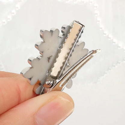 Petshomesupplies /5pcs Snowflake Rhinestone Hair Clips Crystal Hairpin for Women Barrette Wedding Bridal Christmas Ornaments Hair Accessories