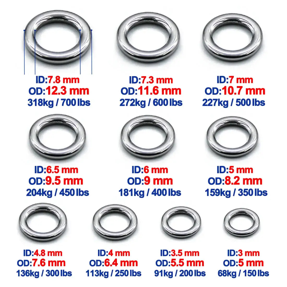 Fishing Solid Ring 20~100Pcs Fishing Lure Connectors Stainless Steel Snap Fishing Accessories Solid Ring Saltwater Tackle Chrome