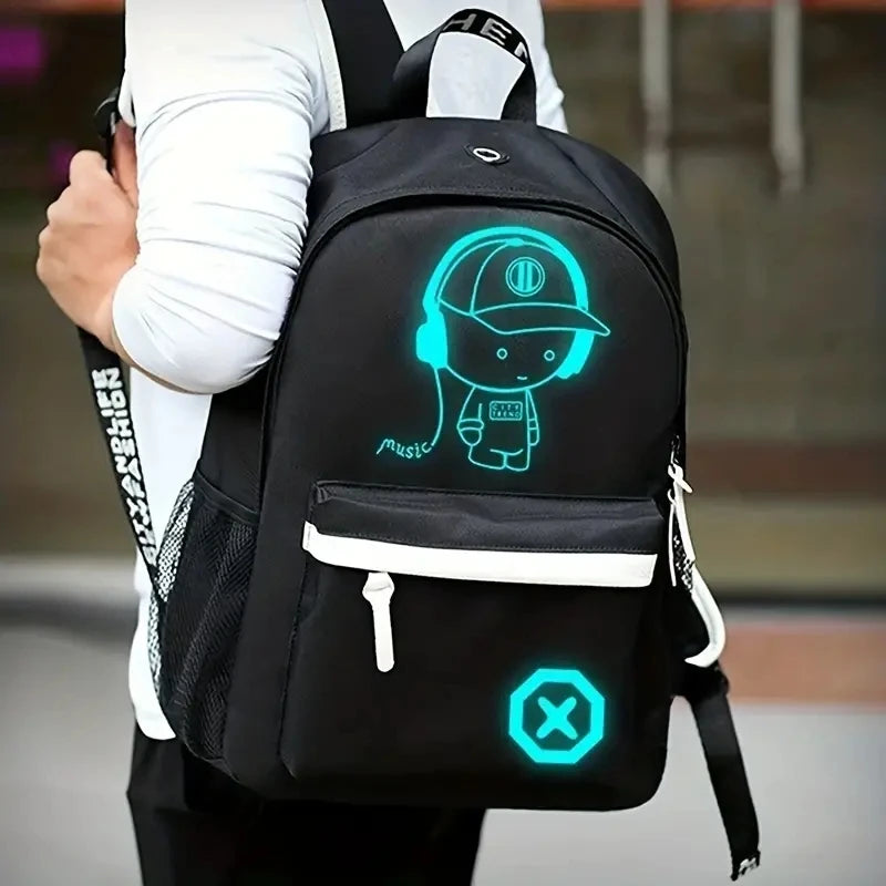 Cool Luminous Backpack Sets Music Boys Women Men USB Outerdoor Laotop Backpack Teens School Bags Capacity Travel Mochilas