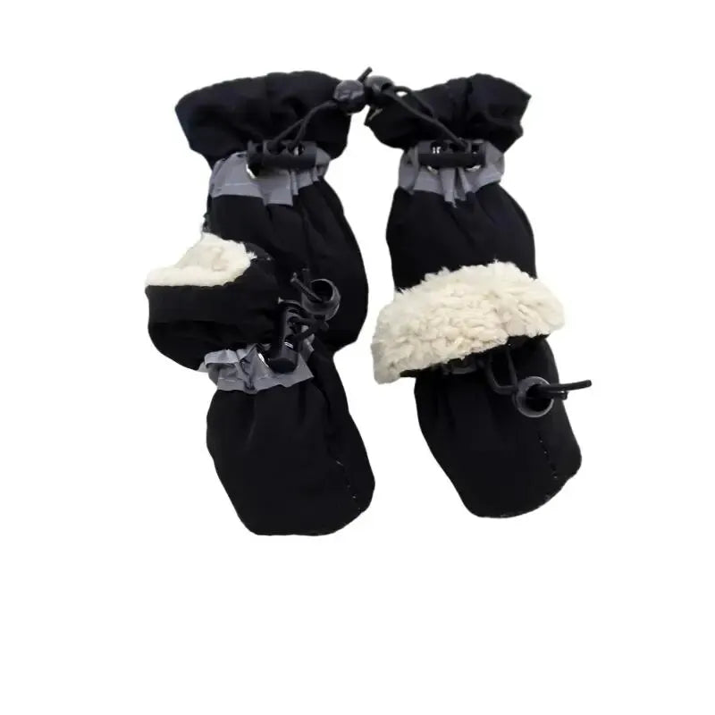 4pcs/set Waterproof Antiskid Puppy Shoes Winter Warm Plus Velvet Anti-slip Rain Snow Boots For Small Dog Cats Snow Socks