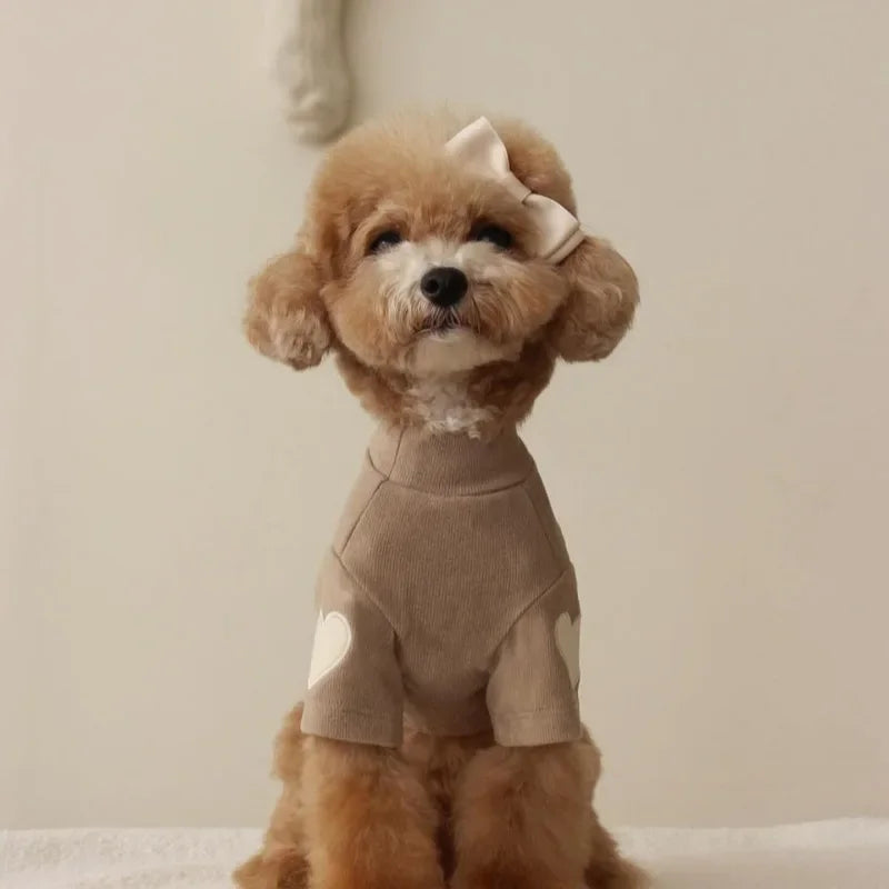 Love Winter Warm Pet Dog Clothes Base Shirt Cute Love Bear Teddy Yorkshire Hoodie Cat Pet Warm Clothes Designer Puppy Clothing