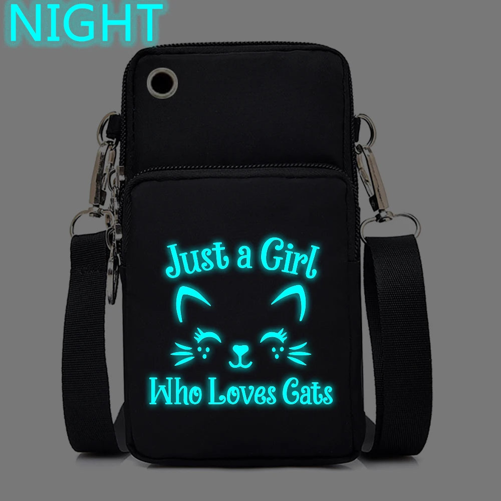 Women Luminous Messenger Bag Animal Lovers Hanging Neck Purse