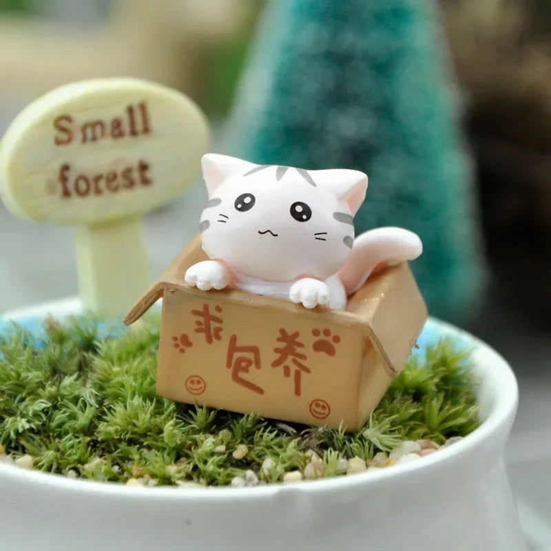 Kawaii Mini Cat Ornament Garden kitten statue Gift For Kids Children Baby Room Decoration Toy