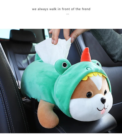 Monkey Tissue Holder for Car Plush Cute Car Tissue Holder High Quality Cartoon Dog Car Tissue Box Armrest Box