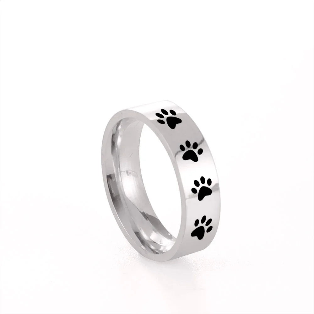 Sipuris Dog Paw Hollow Rings For Women Stainless Steel Gold Color Hip Hop Cute Ring Jewelry Gifts For Animal Dog Lovers