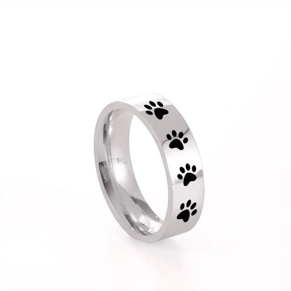 Sipuris Dog Paw Hollow Rings For Women Stainless Steel Gold Color Hip Hop Cute Ring Jewelry Gifts For Animal Dog Lovers