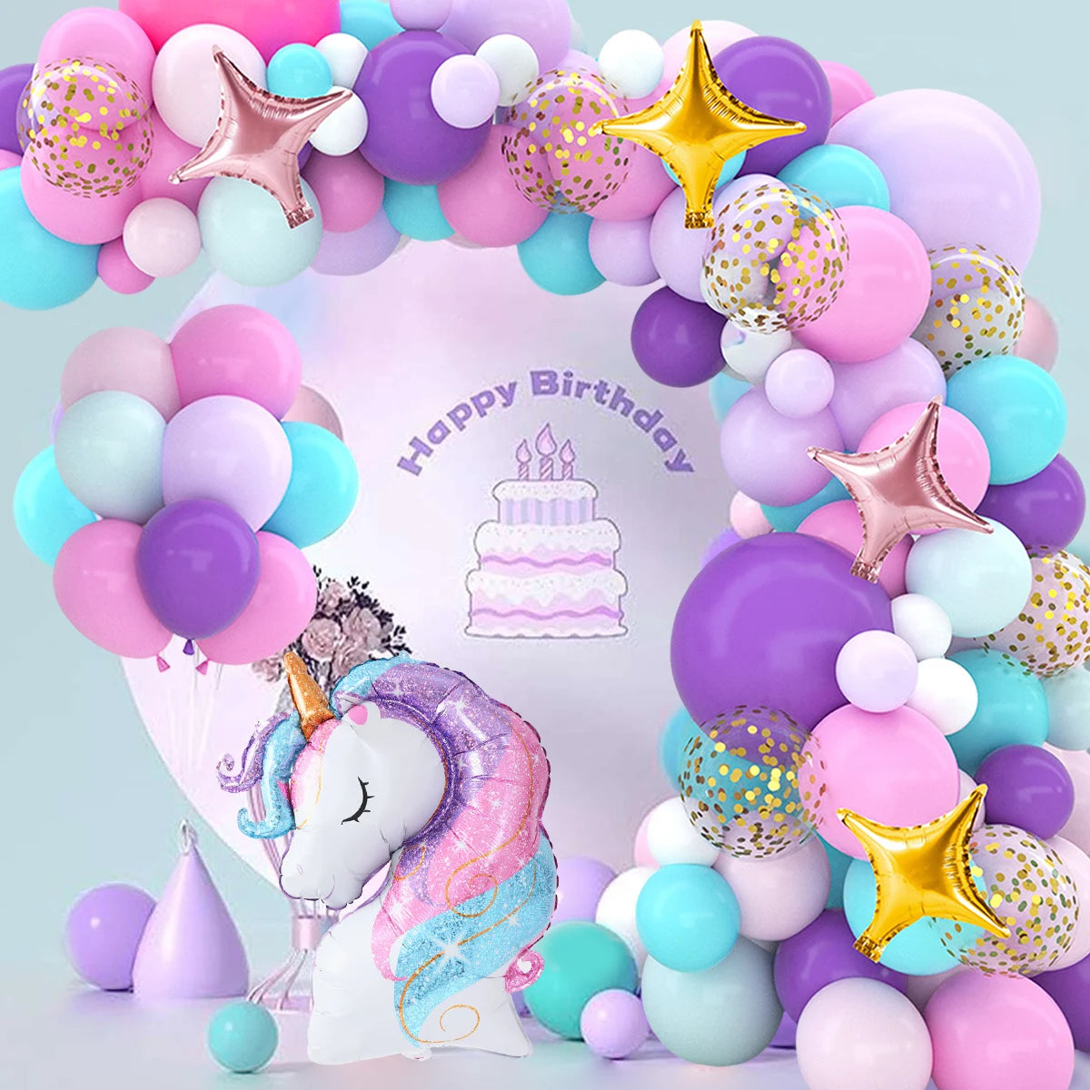 Rainbow Unicorn Balloons Garland Arch Kit Unicorn Birthday Party Decor Kids Wedding Birthday Supplies Baby Shower Latex Balloons