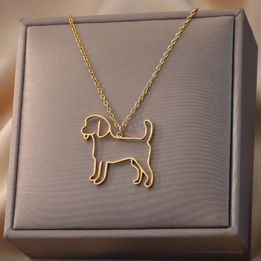 Stainless Steel Dog Necklaces For Women Men Gold Color Pet Animal Pendant Necklace Jewelry Male Female Fashion Neck Chain Gift