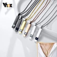 Vnox 骨灰盒項鍊,適合骨灰紀念火葬珠寶,不銹鋼條形吊墜,適合男女,帶有 CZ 寶石的紀念品禮物