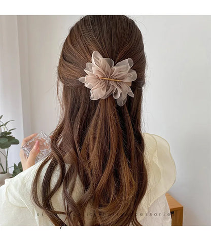 Fashionable Feminine Chiffon Hairpins Super Fairy Girls High Ponytail Spring Clips Spring Summer Duckbill Clips Hair Accessories