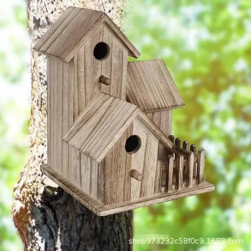 Wild Wooden Bird House Outdoor Garden Courtyard Creative Bird Rest Nest Mountable Nesting Box Bird Breeding Box