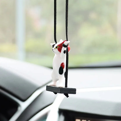 Car Pendant Creative Cute Branch Cat Rearview Mirror Pendant Car Interior Decoration Car Interior Accessories Para Auto