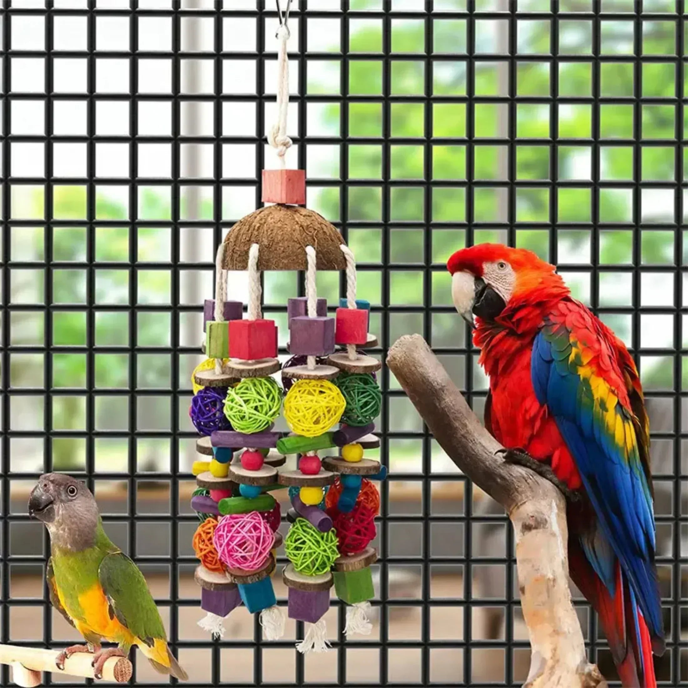 Bird Chewing Toy Bird Parrot Training Toys Chewing Foraging Hanging Cage Paper Strings Wire Drawing Ball Toys Relieve Boredom