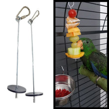 ペットオウム鳥フードホルダーサポートステンレススチールフルーツスピアスティック肉フルーツ野菜串ツール