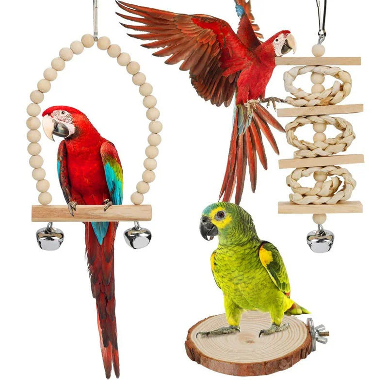 Parrot Bird Toys Suspension Hanging Bridge Chain Pet Bird Parrot Bite Chew Toys Bird Cage Toys for Parrots Birds Decor