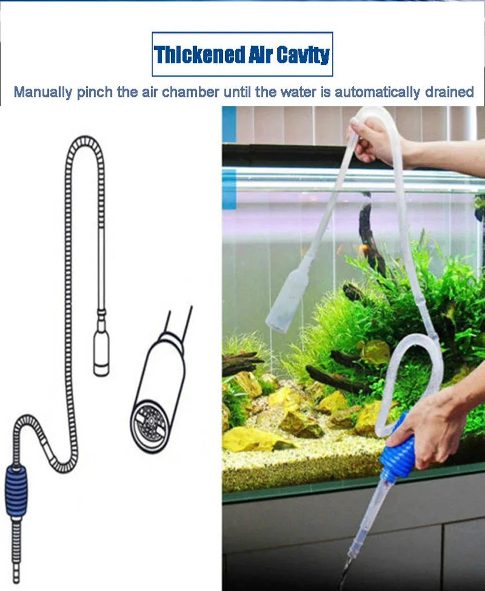 Aquarium Siphon Fish Tank Syphon Vacuum Cleaner Pump Semi-automatic Water Change Changer  Water Filter Pump Cleaning Accessories