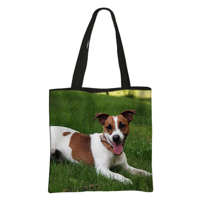 Jack Russell Terrier Women Tote Bag Labrador Print Pets Dog Student Casual Daily Use Single Handbags Portable Shoulder Bag Gift